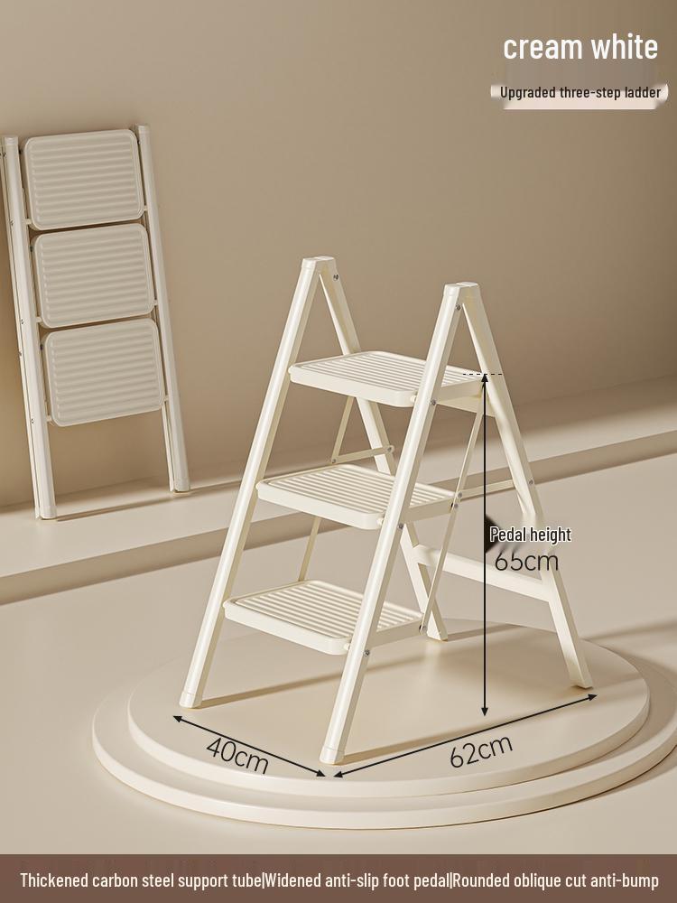 Telescopic A-Frame Folding Ladder - Indoor Multifunctional Ladder Stool with 3 or 4 Steps for Housewarming or Climbing Needs.