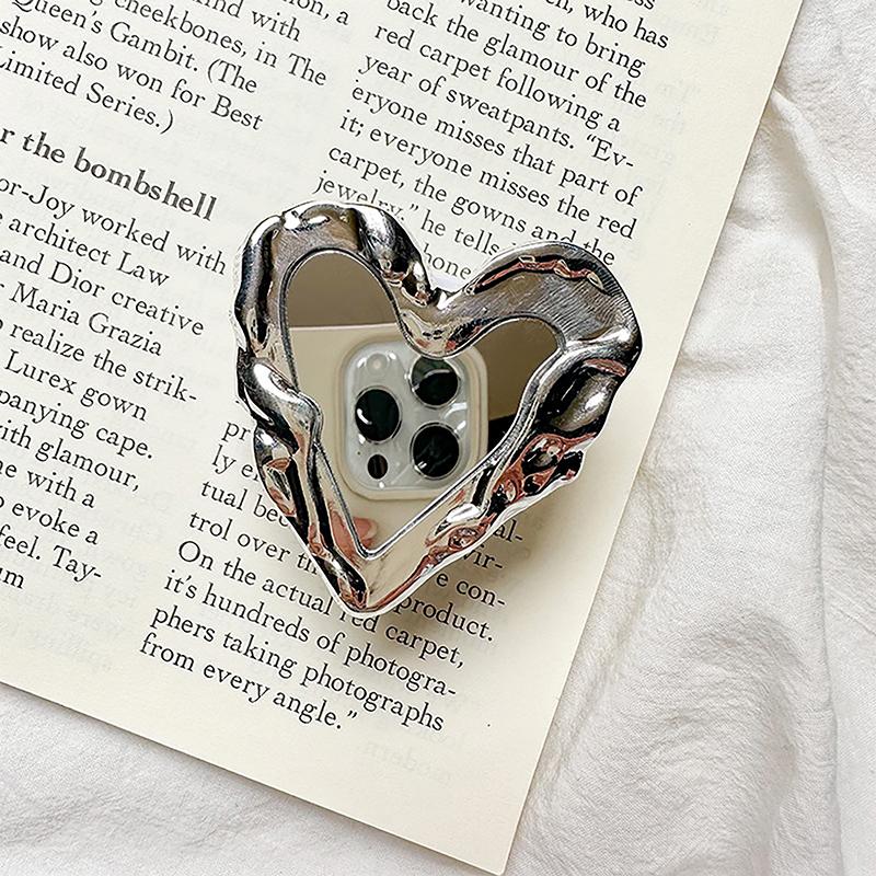 Корейская серебряная ручка-сердце Tok Mirror Роскошный держатель для пальцев Griptok Мобильная подставка Поддержка сотового телефона Аксессуары для смартфонов