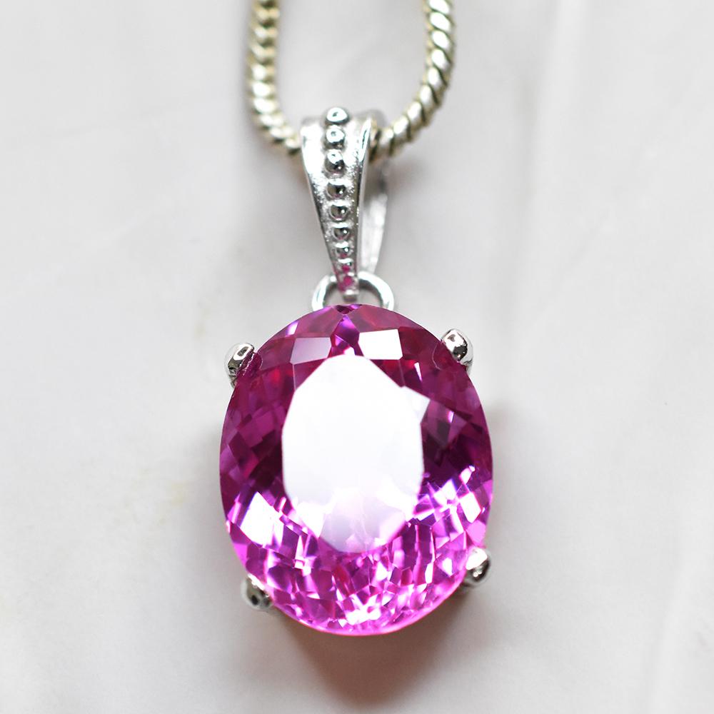 Natural Pink Ruby Pendant 28 ct 925 Sterling Silver Oval Gemstone Gemstone Jewelry Gift