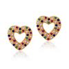 Women Sweet 18k Gold Plated Heart Shape Zircon Stud Earrings Jewelry