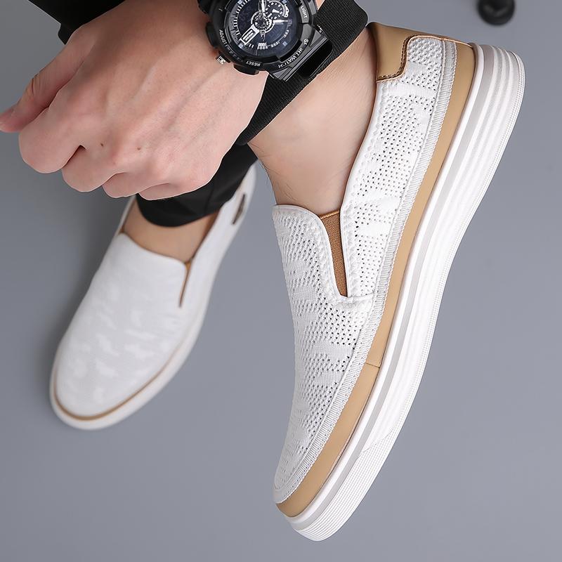 Fashion Summer Men's Handmade Leather Shoes Luxury Casual Shoes White Men's Loafers Office Formal Flat Shoes Men's Board Shoes