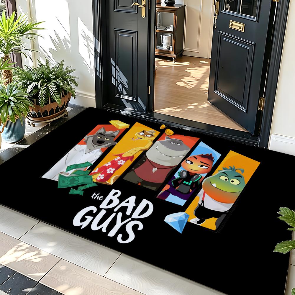 Animation T-The B-Bad G-Guys Floor Mat Soft Flannel Floor Mat Suitable for Entryways, Living Rooms, Bedrooms, and Bathrooms