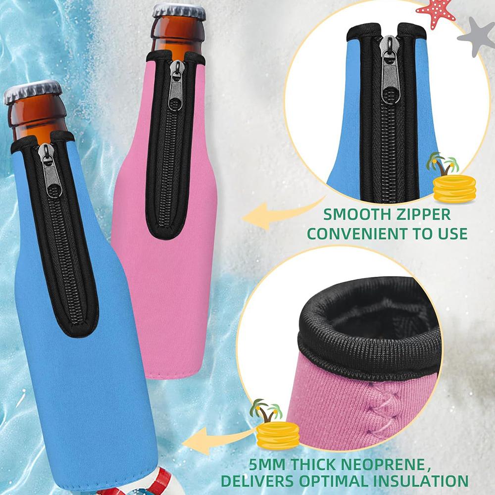 4Pcs Beer Bottle Insulator Sleeve with Zipper for 12oz Longneck Bottles