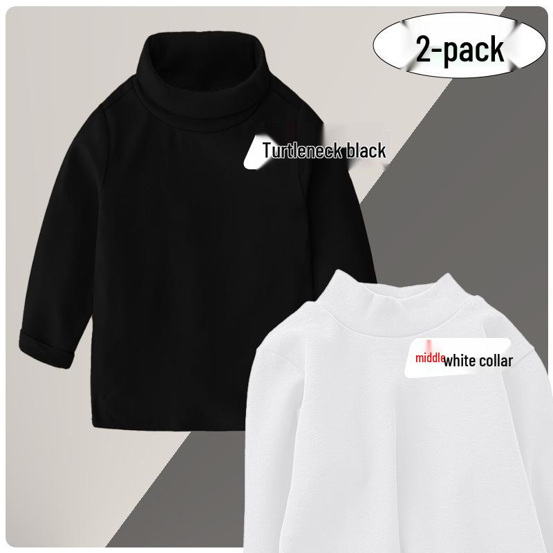 Camiseta Interior Básica de Algodón Puro de Manga Larga y Cuello Alto para Niñas Otoño/Invierno 2025