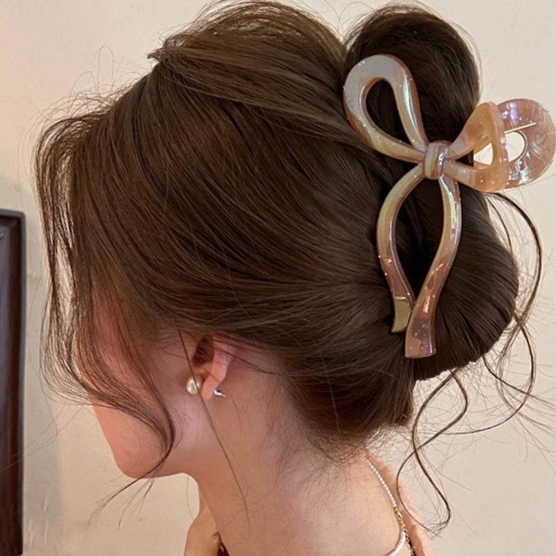 Bow Transparent Hair Clip Women's Jelly Color Shark Clip Dazzling Fashion Hair Accessories