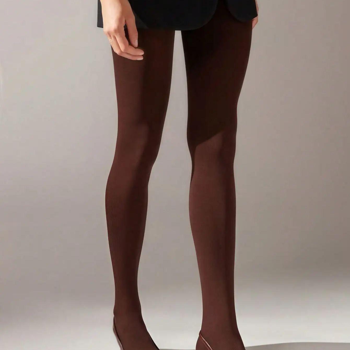 

Women S Brown Velvet Tights, Ultra-Soft Opaque Pantyhose, High Waist Stretchy Nylon Stockings, Body Shaping Leggings Hosiery For XXL