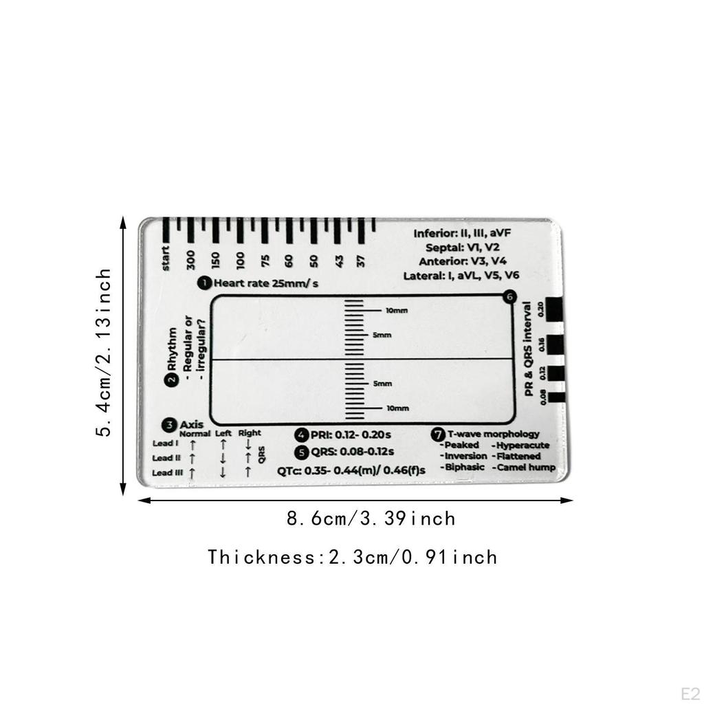 Ecg Card Ruler Professional High Precision Easy to Carry Assessment Tool
