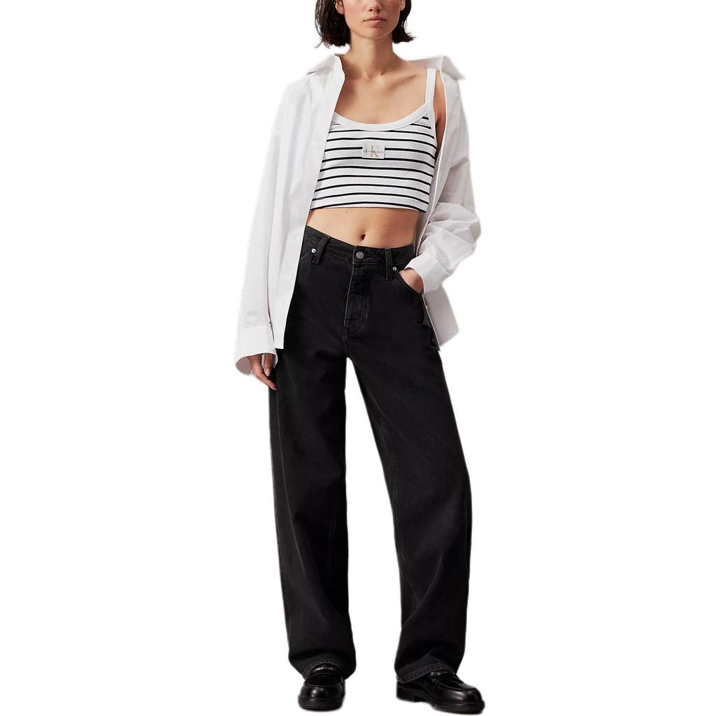 Calvin Klein Comfortable Minimalist Round Neck Pullover Vest Women tops Black White 0792115165