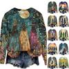 Women's Halloween Print Long Sleeve Neck T-Shirt