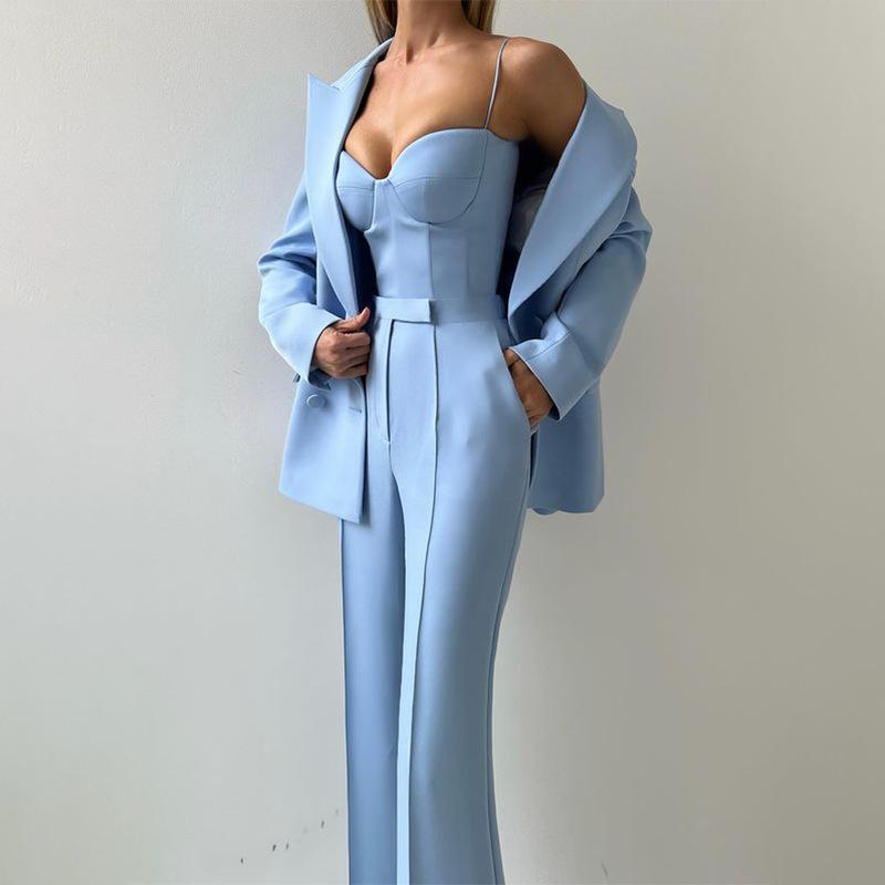 Europe and the United States Cross-border Amazon Autumn Temperament Fashion Commuter Suit Suit Bra Pants Jacket Three-piece Set