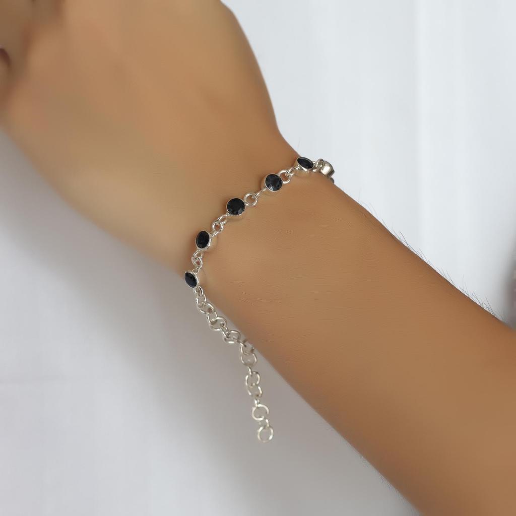 Sapphire Silver Bracelet, 925 Sterling Silver Handmade Jewelry, Women Jewelry, Silver Bracelet, Gift For Her, Ab0548
