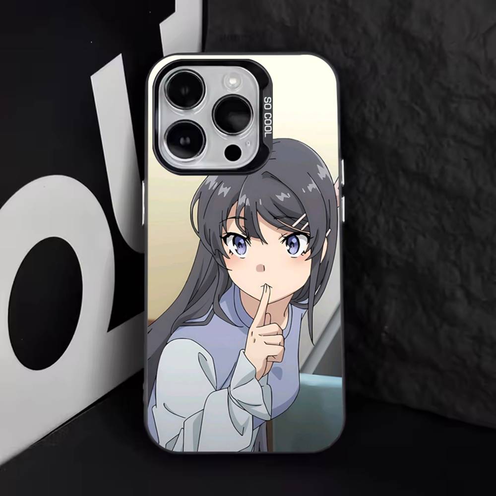 Anime Mai Sakurajima Phone Case For iPhone 16,15,14,13,12,11,8,7,Pro,Max,Plus,Mini,XS,SE Anti Fall Black Matte Hard