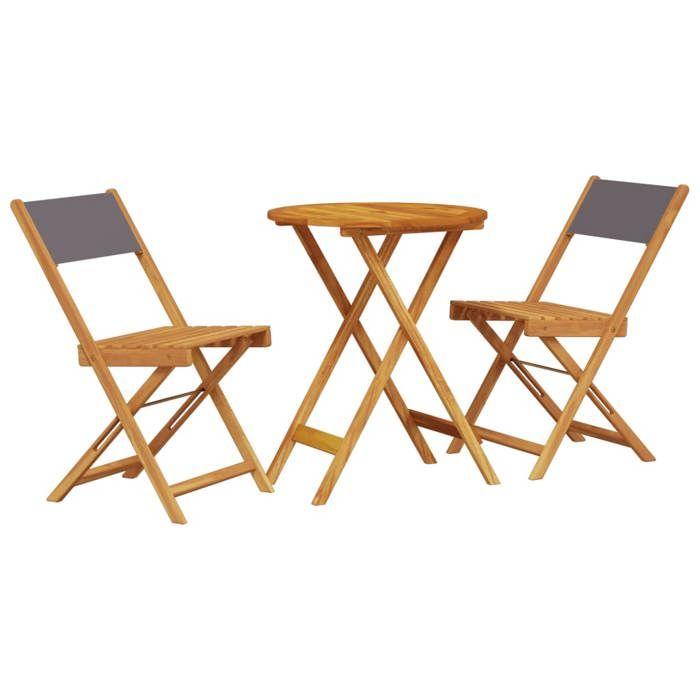VidaXL 3-piece Bistro Set Anthracite Fabric and Solid Wood, Garden Bistro Set, Balcony Set, Set 3281749