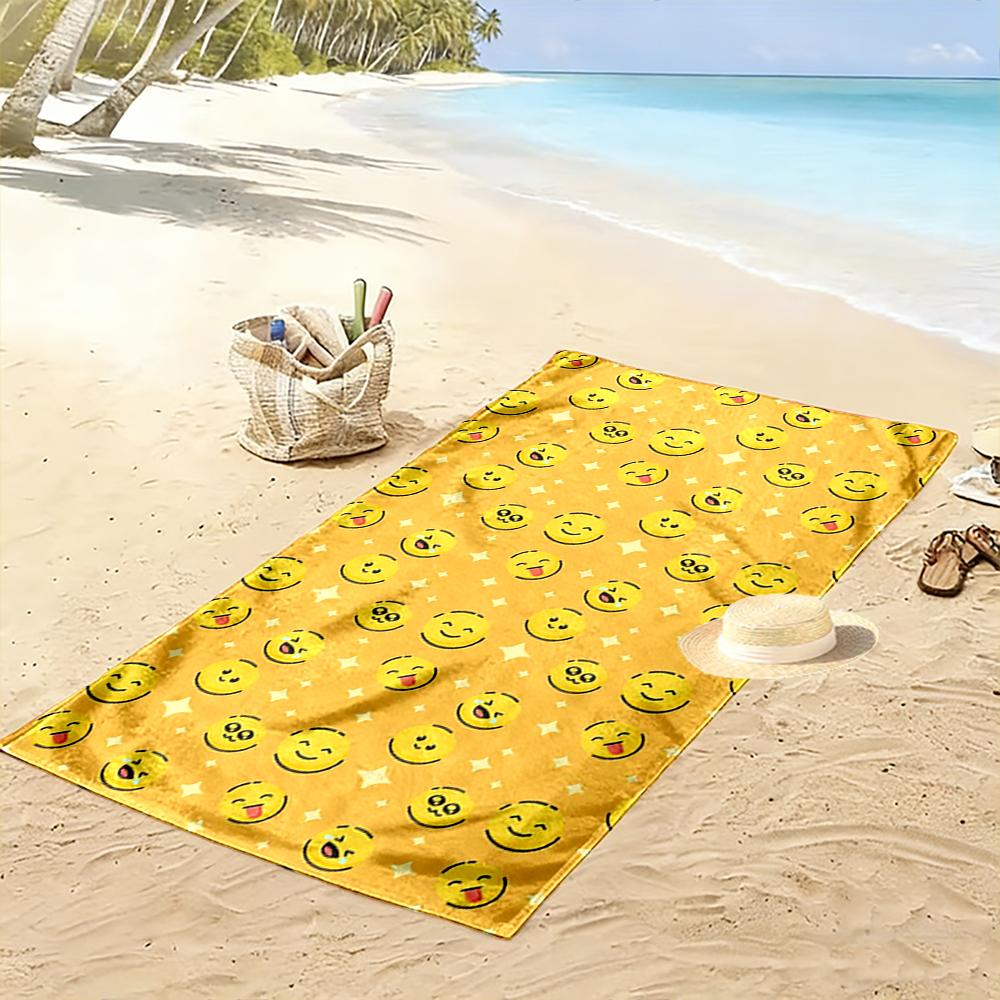 Smiley Emoji Pattern Towel Beach Towel Quick-drying for Travel Outdoor Sports Jogging Beach and Swimming