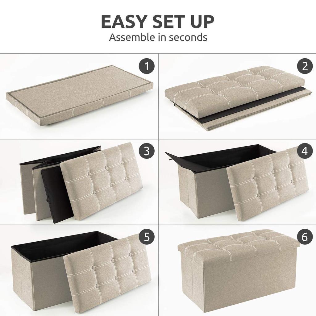 YOUDENOVA Folding Storage with Ottoman and Suitable for Living and Made of 160kg Weight Capacity Stool, Two-Seater, Storage, Footrest, Rooms,