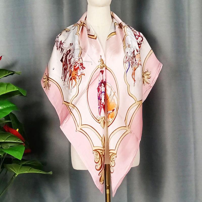 2024 New Style Large Square Scarf: 110 Mulberry Silk with Hand-Rolled Edges