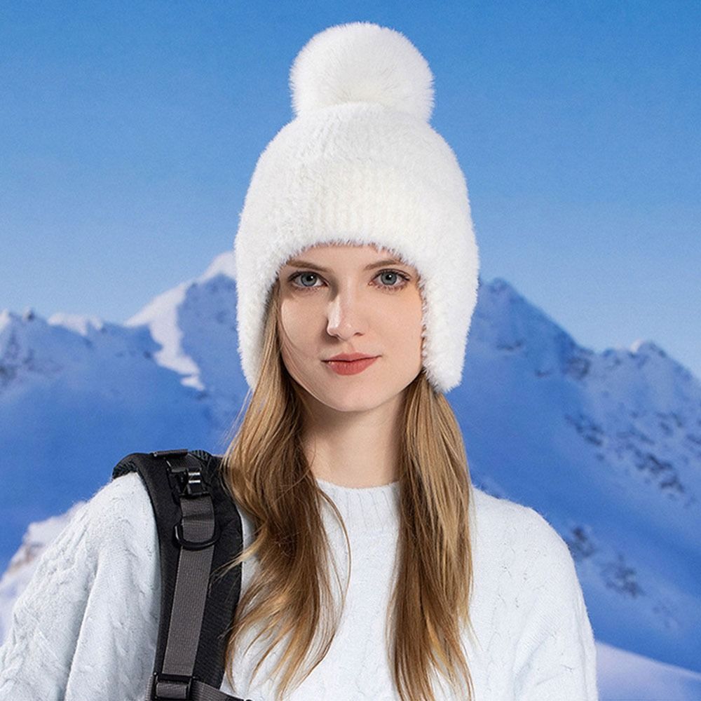 Soft Plush Hat Fluffy Beanies Caps Versatile Lei Feng Hat  for Women Girls