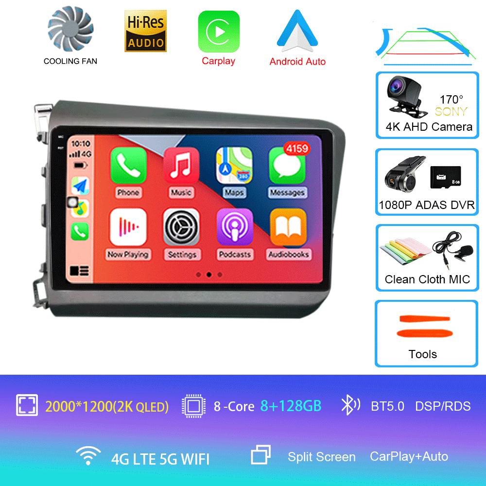 Android 14 For Honda Civic 2012 2013 2014 2015 Car Radio Multimedia Video Player Navigation Stereo GPS Carplay Android Auto WIFI