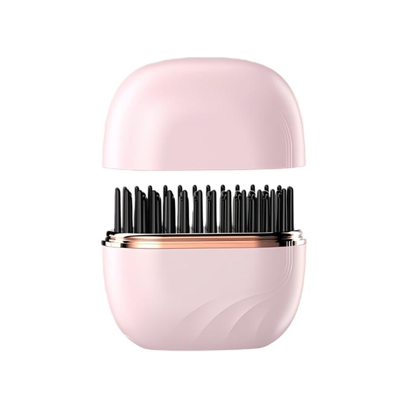 

Travel Charging Hair Brush Straightener 160°C to 200°C Temperature Control Safe ABS Ideal for Home Or Active розовый