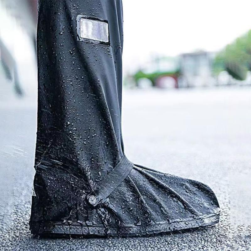 Waterproof Rainproof PVC Boot Shoe Covers Slip Resistant Zippered Galoshes For Hiking Cycling Daily Commuting