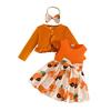 Nuovo Set Vestito di Pasqua per Bambina: Vestito Cappotto Peluche e Gilet con Fiocco con Design Coniglio Carota