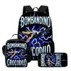 Zaino Scolastico per Bambini Cartoon Brain Rot Con Buste Pranzo Astucci Per,Zaini Scolastici Leggeri per Bambini