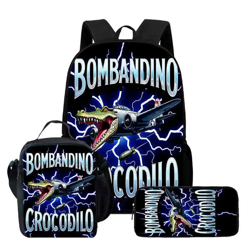 Zaino Scolastico per Bambini Cartoon Brain Rot Con Buste Pranzo Astucci Per,Zaini Scolastici Leggeri per Bambini