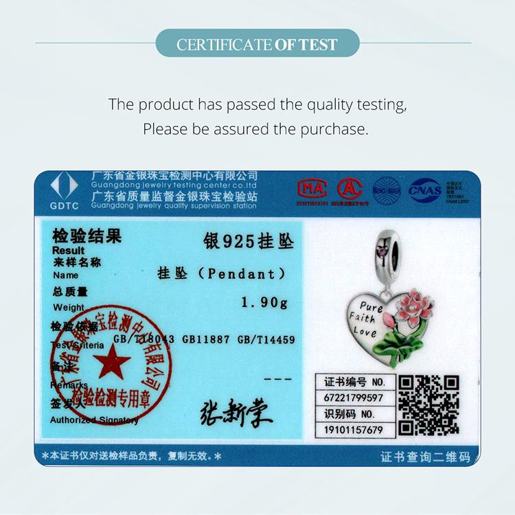 WOSTU 925 Sterling Silber Lotusblüten hängende Perle Pure, Glaube, Liebe Charms für Frauen Original Armband Armreif Halskette