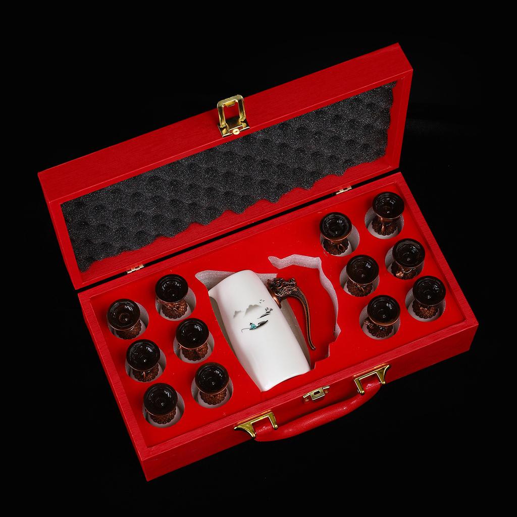 Zodiac Small Wine Glass Ceramic Wine Dispenser Baijiu Cup Spirits Cup One Cup High-End Light Luxury Gift Box Set