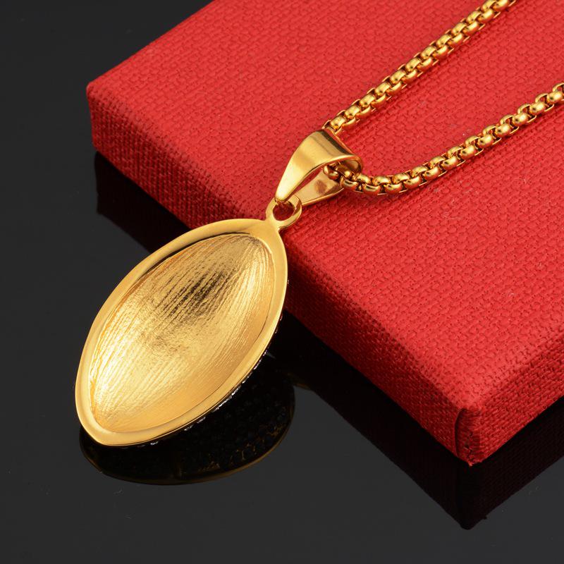 European and American Rugby Fashion Necklace Pendant for Men and Women, Japanese and Korean Titanium Steel Long STN1848