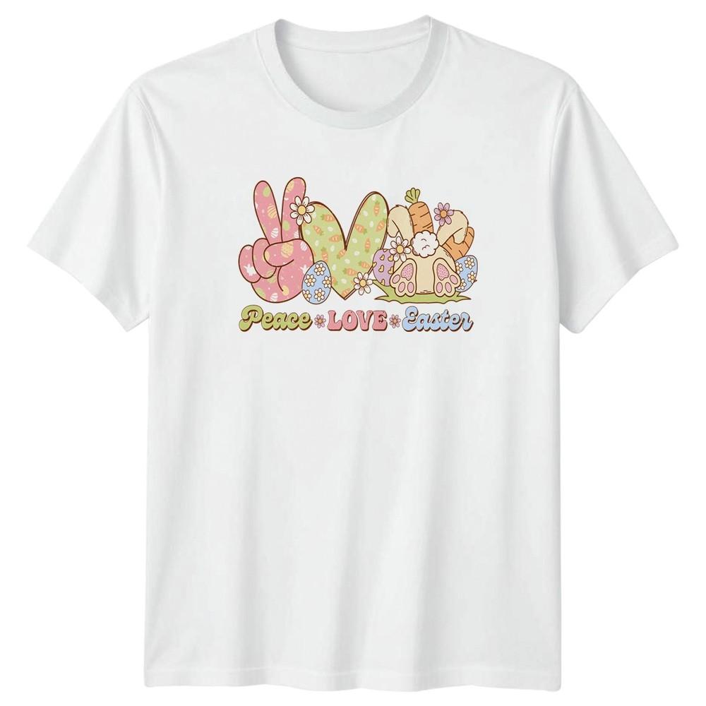 Peace Love Easter TShirt Bunny Retro Holiday Easter Gift For Him And Her S