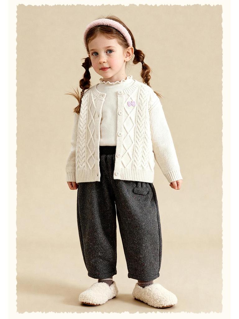 Tongbei 2025 Winter Girls' Double-Layer Fleece-Lined Casual Pants - Thick, Warm, Versatile Fashion.