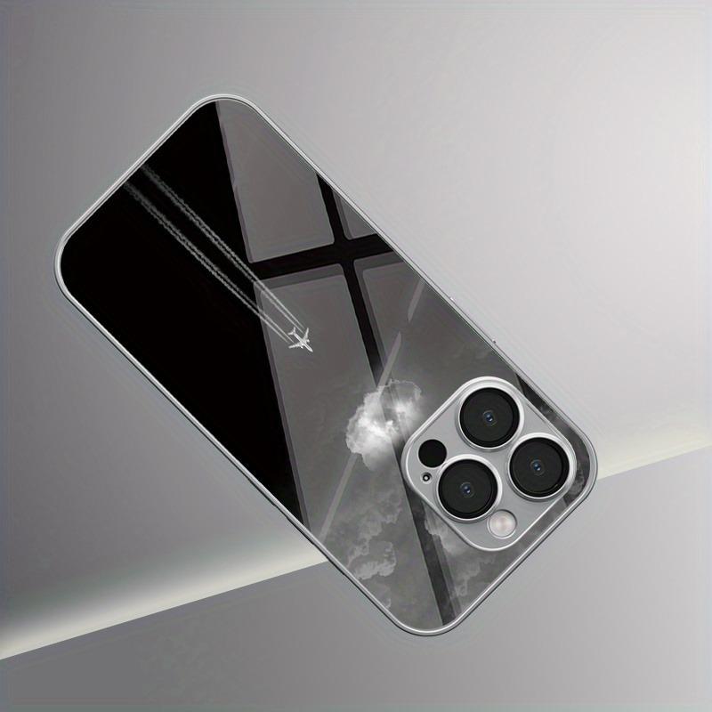 Minimalistyczne szklane etui na telefon z galwanizowanym wzorem chmury i samolotu dla iPhone 17 Pro Max 16 Plus 15 14 13 12 11 16E 17 Air Cover