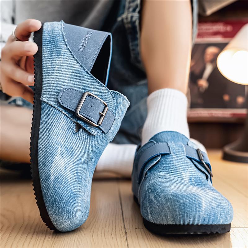 Mules Slip-On da Uomo in Denim Taglia Grande Lavate Casual Zoccoli Mocassini Scarpe Leggere Estive da Passeggio per Esterno Uso Quotidiano