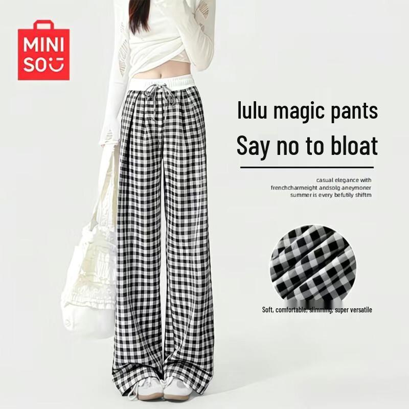 

Женские клетчатые брюки-клеш из фактурной пряжи MINISO S