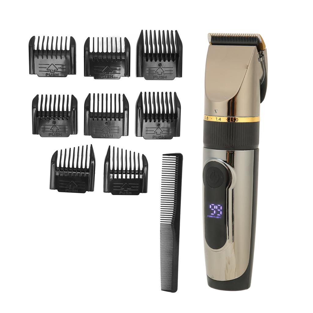 USB Hair Clipper LCD Waterproof 2200mAh Lithium Battery Hair Trimmer with 8pcs Guide Comb