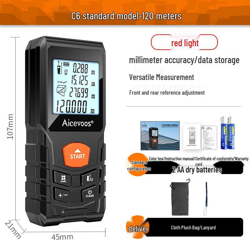 High-Precision Handheld Laser Rangefinder & Infrared Tape Measure