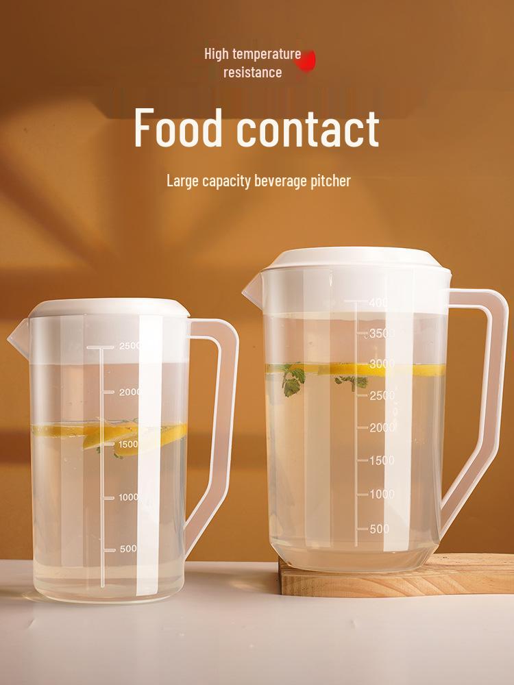 Large Capacity 5L Cold Water Pitcher, High Temperature Resistant, with Measuring Scale – Ideal for Milk Tea Shops and Tea Brewing.