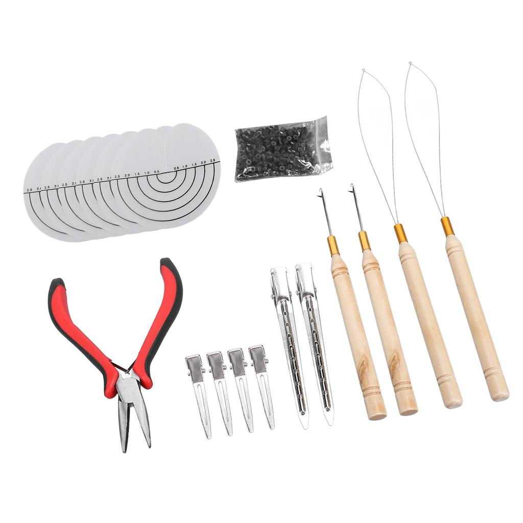 Set de instrumente de extensie a părului Inele de silicon Clește de păr Tragere ac Cârlig Ac Transparent Heat Prote