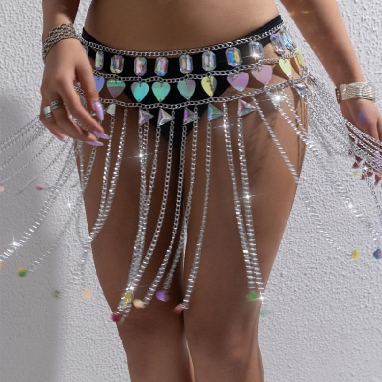 Körperkette Funkelnde Strasssteine Rock Ärmellose Crop Tops Mode Bikini Körper Schmuck Festival Party für Damen und Mädchen