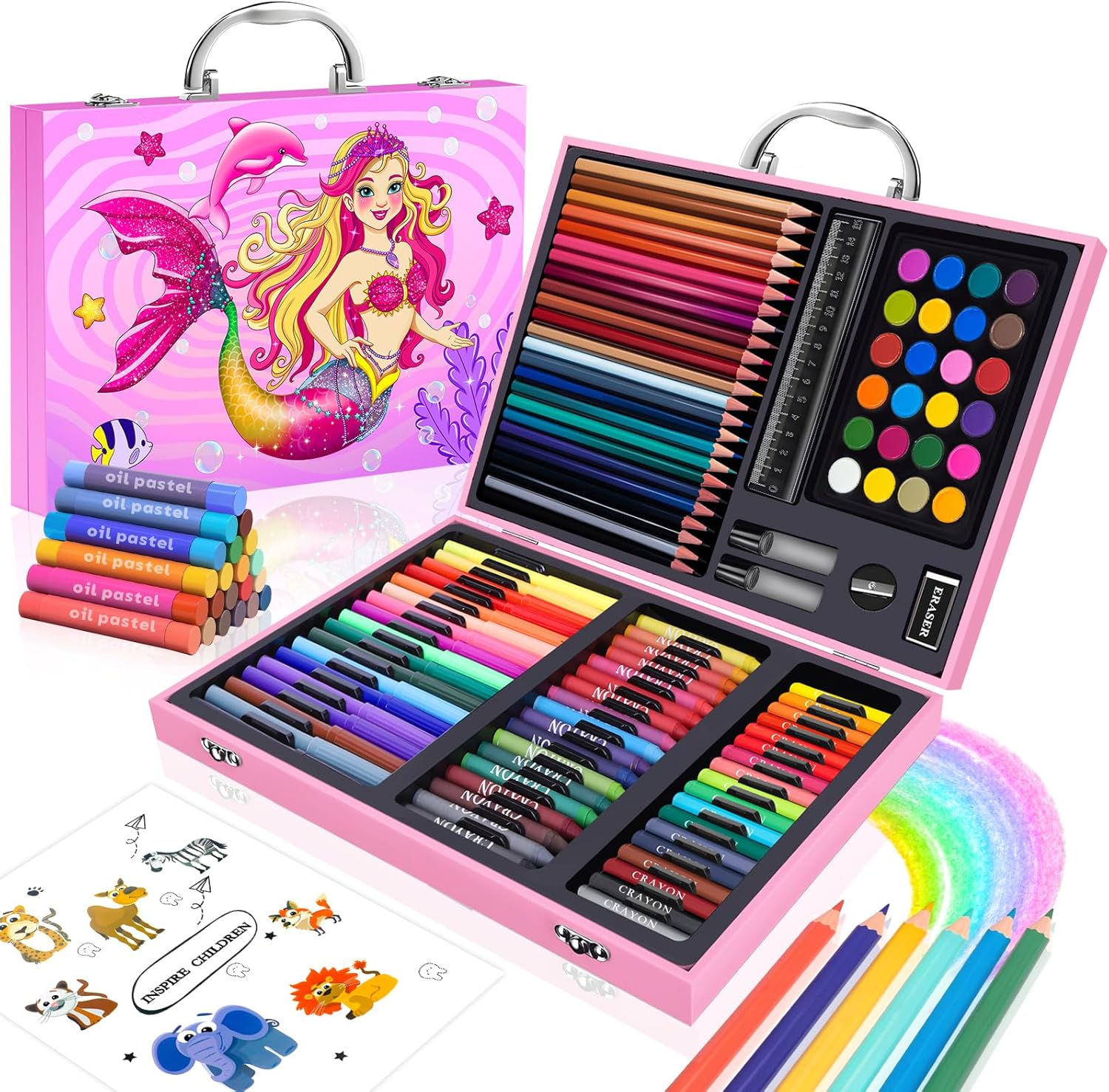 

Coloring Pens Set 110PCS Painting Set With Markers/Crayons/Colored Pencils/Oil Pastels/Watercolor Cakes Arts & Crafts Supplies