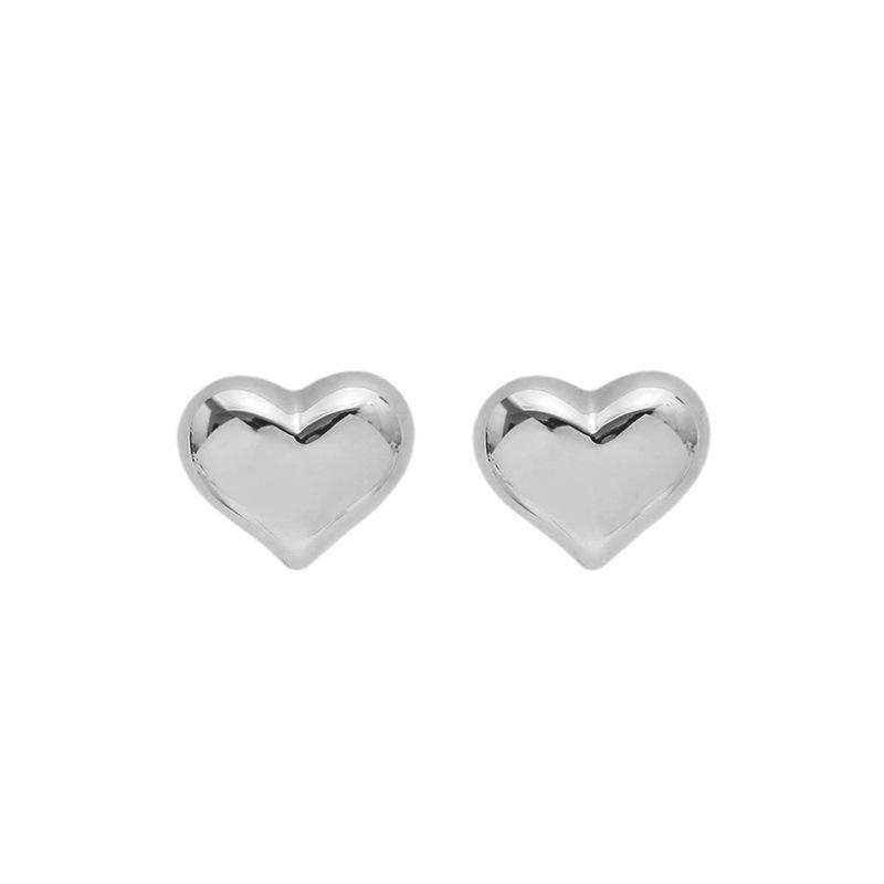 Heart-Shaped Stainless Steel Earrings in Japanese and Korean Style - Simple Fashion Love Jewelry