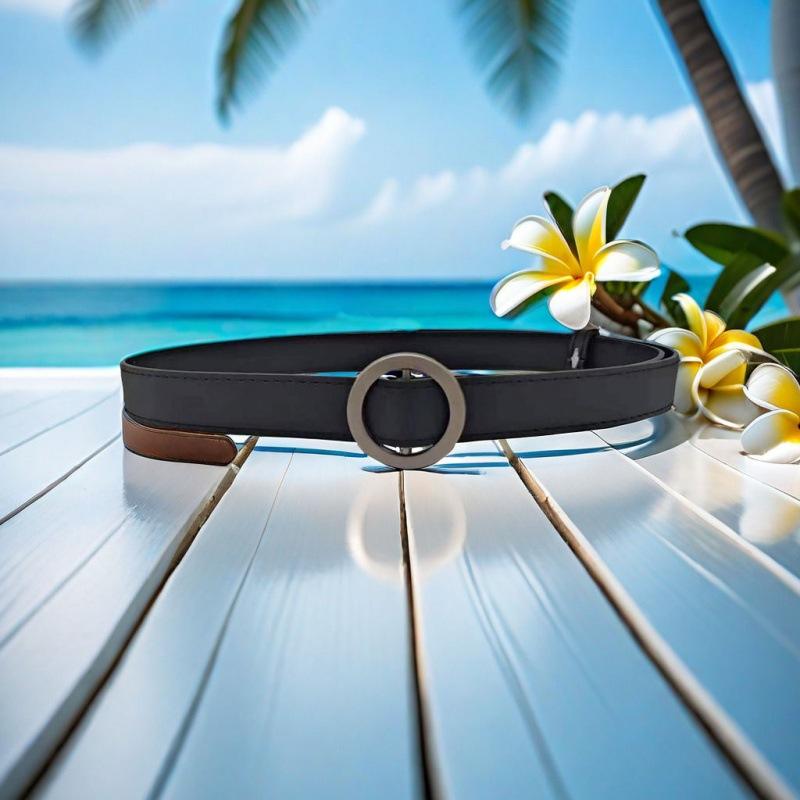 Pu Womens Chic Slim Waist Belt Perfect For Casual And Fashionable Daily Wear Black In