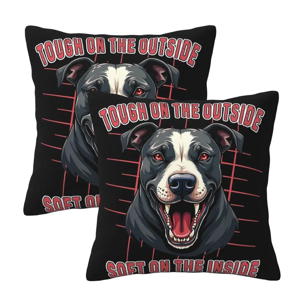 Pitbull Dog Pattern All The Mutts 2 pcs Square Pillowcase Pillow Cover Cushion Zip Decorative Comfort Throw Pillow for Home Car