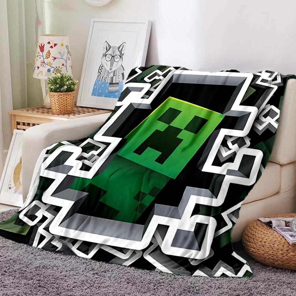 1pc Minecraft Pixel Characters Adventure flannel Blanket for Super Soft Cute Comfort Blanket for Travel Bedding Couch Sofa Blanket Y73049