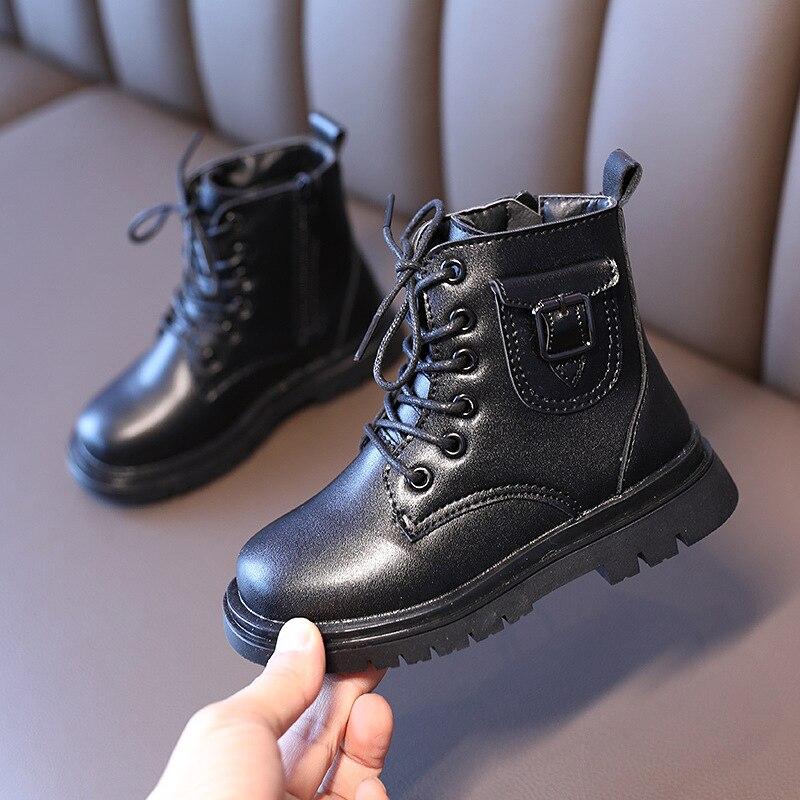 2021 Otoño Invierno Moda Estilo Británico Temperamento Niños Martin Botas  Niños Niñas Estilo Coreano Casual Trendy Felpa Cálida PU Botas de Cuero  comprar a buen precio — entrega gratuita, reseñas reales con