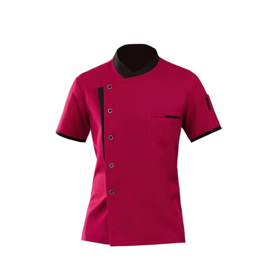 Unisex Şef Gömlek Yumuşak Nefes Standı Yaka Tek göğüslü Kısa Kollu Göğüs Cepleri Restoran Lokanta Mutfak Aşçı Üstü Fırın Otel Garson