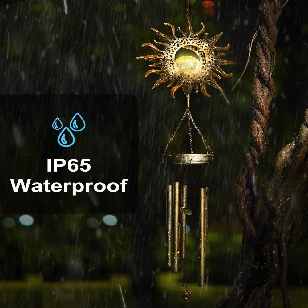 Art Deco Lamp With Metal Tube Solar Lights Waterproof Retro Moon LED Solar Wind Chimes Creative Durable Aeolian Bells Home