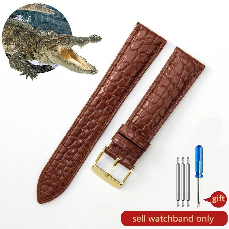 

High Quality American Crocodile Skin Watch Strap Genuine Leather for Jaeger-LeCoultre Omega IWC Rolex Longines Tudor Watchbands 20mm