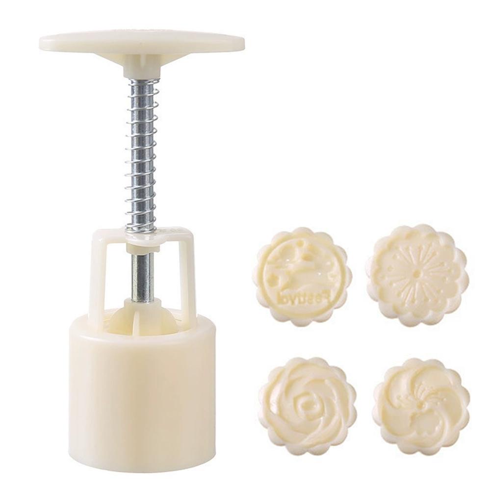 4Pcs/8Pcs Set Mooncake Mold Mid-Autumn Festival Hand-Pressure Flower Moon Cake Mould Diy Hand Mooncake Pressure Fondant Decor